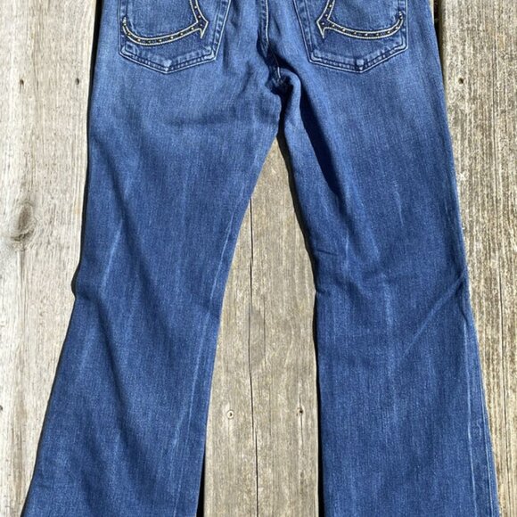 Vintage Rock & Republic Y2K Jean Size 30 Flared Low Rise Embroidered Button Fly - Picture 2 of 14